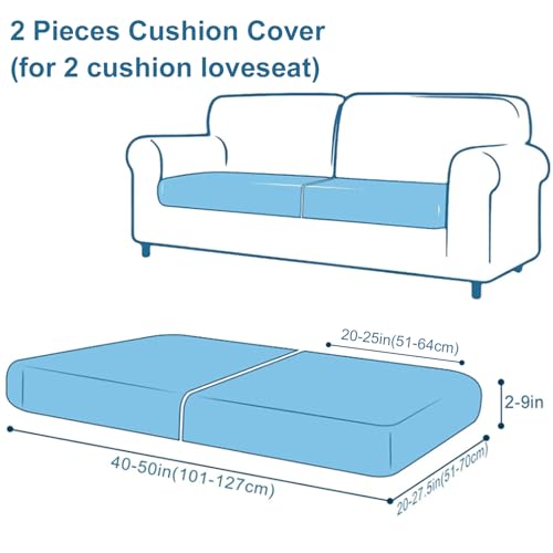 Printed Couch Cushion Covers (Blue Green / Seat 2 Pack)