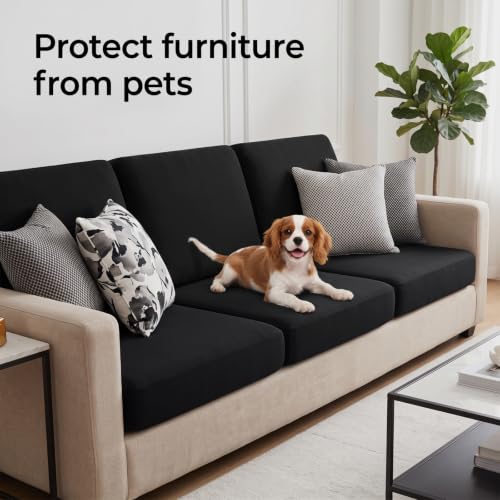 4 Pcs Stretch Cushion Covers (Black / Seat Cover)
