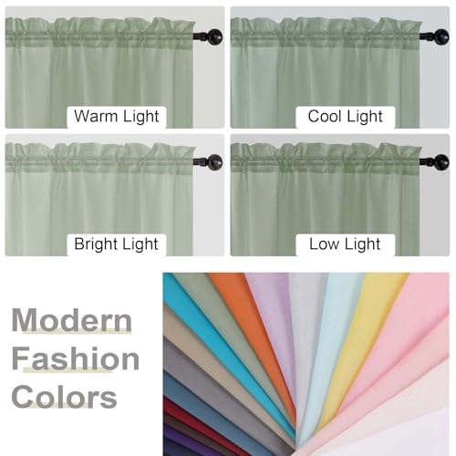 Cafe Curtains 36 Inch Length Tier 2 Pieces (Sage Green / 42"W x 36"L (Pack of 2))