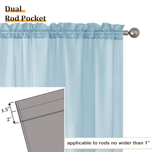 2 Pack Basic Sky Blue Sheer Curtain Drapes 63 Inch Length 2 Panels for Living Room (40"W x 63"L (Pack of 2) / Sky Blue)