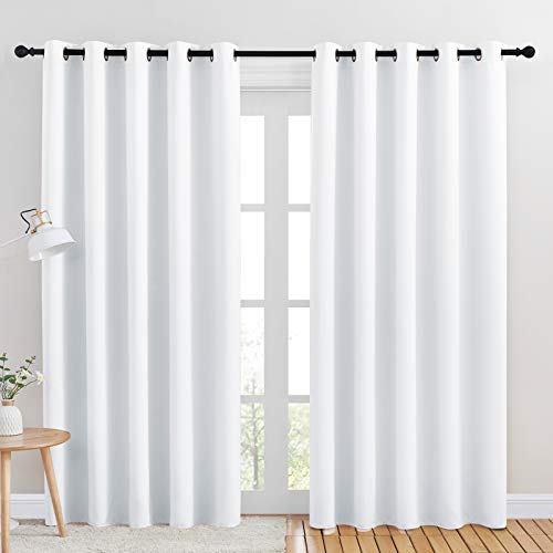 50% Light Blocking Curtain Panels for Bedroom (Pure White / 70"W x 84"L (Pack of 2))