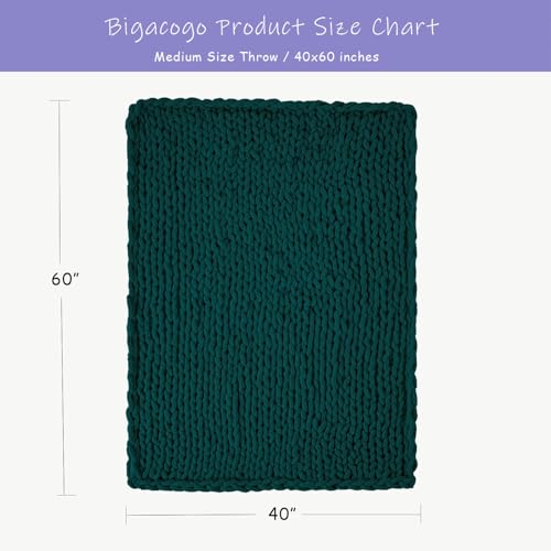Chunky Knit Throw Blanket for Couch (Dark Green / 40"x60" (Medium Size Throw）)