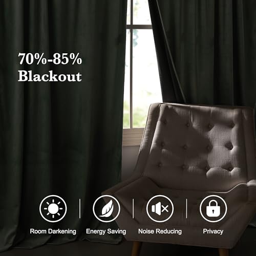 Auqa Velvet Curtains 90 inches for Bedroom Living Room (Auqa / 52"W x 90"L (Pack of 2))