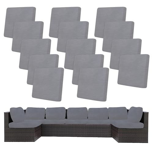 14 Pcs Outdoor Cushion Covers (Jacquard Check Grey / 14PCS)