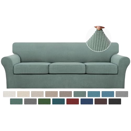 4 Piece Sofa Covers for 3 Cushion Couch Sofa Slipcover Soft Couch Cover for Dogs (XL Sofa (3 Cushion) / Dark Cyan)