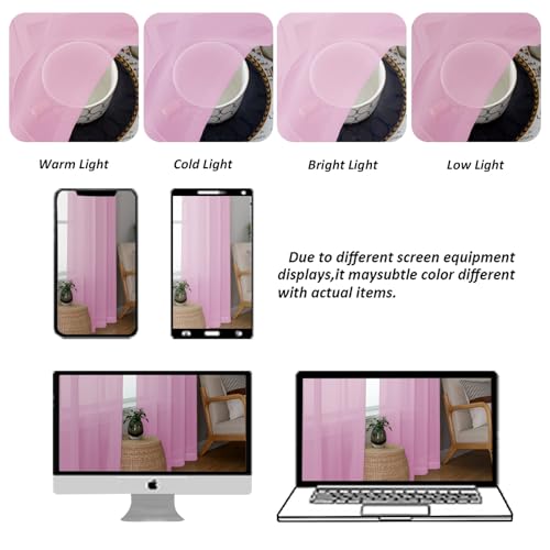 Pink Sheer Curtains 108 Inches Long (Pink / 42"W x 108"L (Pack of 2))