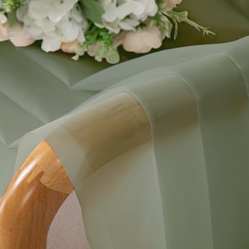 Sage Green Sheer Curtains 45 Inch Long 2 Panels (Sage Green / 42"W x 45"L (Pack of 2))