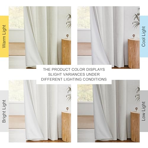 100% Absolutely Blackout Linen Curtains with Thermal Insulated White Liner (62"W x 63"L (Pack of 2) / Ivory)