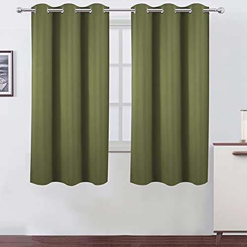 Olive Green Blackout Curtains 42 x 63 Inch Length (Olive Green / 42"W x 63"L (Pack of 2))