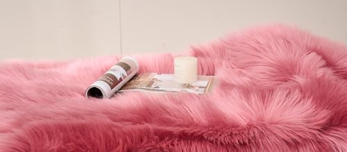 Ultra Soft Fluffy Shaggy Area Rug Faux Fur Rug Chair Cover Seat Pad Fuzzy Area Rug for Bedroom Floor Sofa Living Room (Blushpink / 4' x 6' (Rectangular))