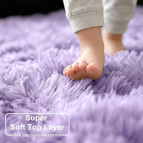 Light Purple Lavender Large Circle Rug 6Ft for Kids Girls Bedroom (Light Purple / 6' (Round))