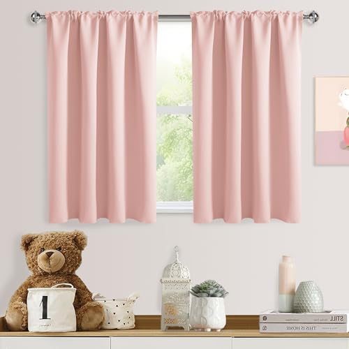 Short Blackout Curtains 52 x 36 Inch for Kitchen RV Bunk Blush Pink (Blush Pink / 52"W x 36"L (Pack of 2))