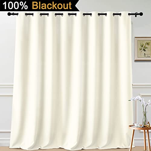 Cream 100% Blackout Patio Door Curtain Panels W100 x L108 (100"W x 108"L (Pack of 1) / Cream)