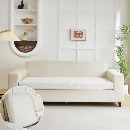 Couch Cushion Covers for Sofa Couch Covers Wear (Texture-cream White / Large Triple Seat Cover)