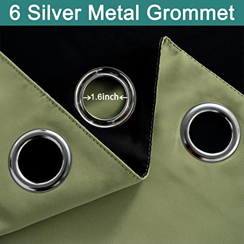 Sage Blackout Curtains 63 Inches Long for Bedroom 42" Wide 2 Panel (42"W x 63"L (Pack of 2) / Sage Green)