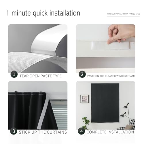Adhesive Blackout Curtains (47"W x 59"L (Pack of 1) / Black)