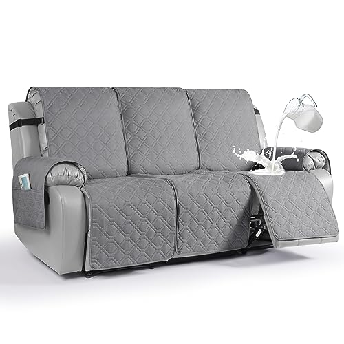 Waterproof Recliner Couch Covers Washable (Light Gray / 3 Seater)