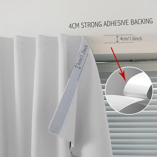 Blackout Curtains for Bedroom Sticky Curtain Blackout Window Cover Self Adhesive Curtains Rod No Drillng (59"W x 96"L (Pack of 1) / Light Grey)