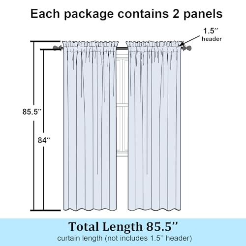 Aqua Sheer Curtains 84 Inches Long (Aqua / 42"W x 84"L (Pack of 2))