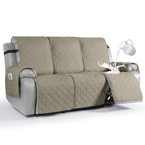 Waterproof Recliner Couch Covers Washable (Khaki / 3 Seater)
