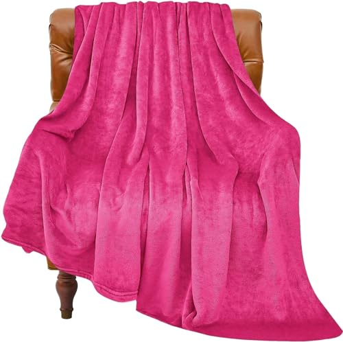 Fleece Blanket Soft Plush Throw for Couch Hot Pink 50"x70" (Hot Pink / Throw XL(50"x70"))