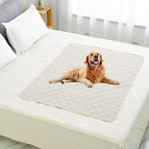 Waterproof Dog Bed Cover Pet Blanket for Furniture Bed Couch Sofa Reversible (40x50 Inch (Pack of 1) / Cream+babypink)