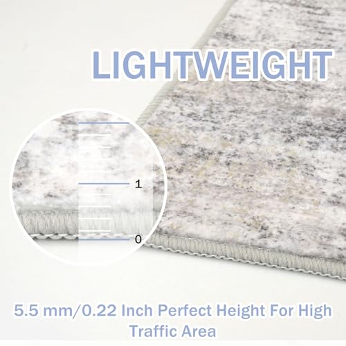 Abstract Runner Rug 3x16 Ft Washable Runners for Hallways (Ash Grey/Beige / 3' x 16' (Rectangular))