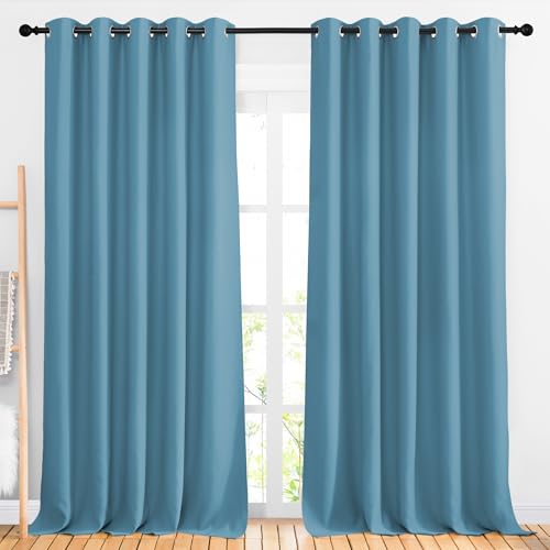 Room Darkening Curtains for Room Divider (Teal Blue / 66"W x 110"L (Pack of 2))