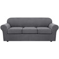 4 Piece Stretch Sofa Covers for 3 Cushion Couch Covers for Living Room Furniture Slipcovers (Large / Grey)