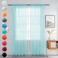 Solid Sheer Rod Pocket Curtain Voile Draperies 2 Panels White Beige Black Grey Ivory 52 Inch Width 108 Inch Long 1 Pair for Kitchen Bedroom Children Living Room Yard (Sky Blue / 52"W x 108"L (Pack of 2))