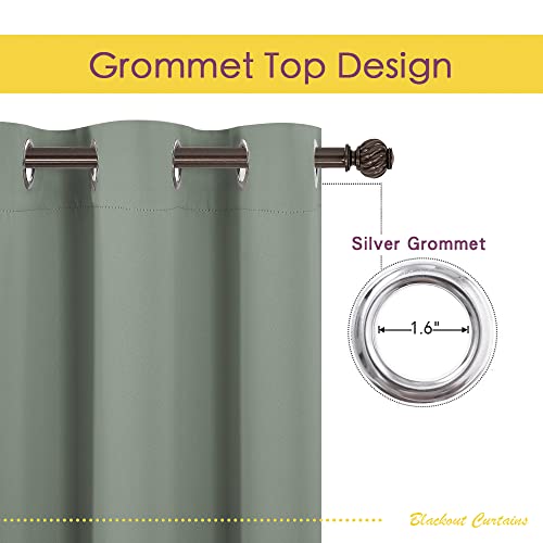 Bedroom Curtain Panels Blackout Draperies (Sage Green / 34"W x 40"L (Pack of 2))