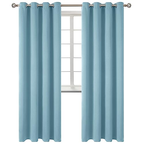 Room Darkening Curtains 84 Inches Long (Greyish Blue / 52"W x 84"L (Pack of 2))