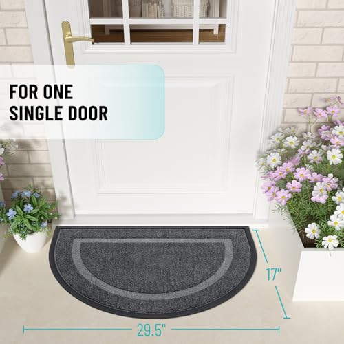 Half Circle Front Door Mat Outside 29.5x17 All (Grey / 29.5" x 17")