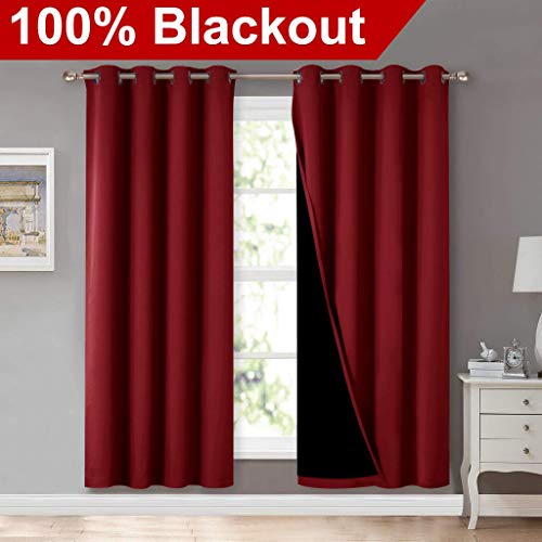 Living Room Completely Shaded Draperies (Burgundy Red / 52"W x 72"L (Pack of 2))