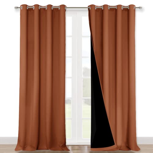 Burnt Orange 100% Blackout Curtains for Windows (Burnt Orange / 52"W x 108"L (Pack of 2))