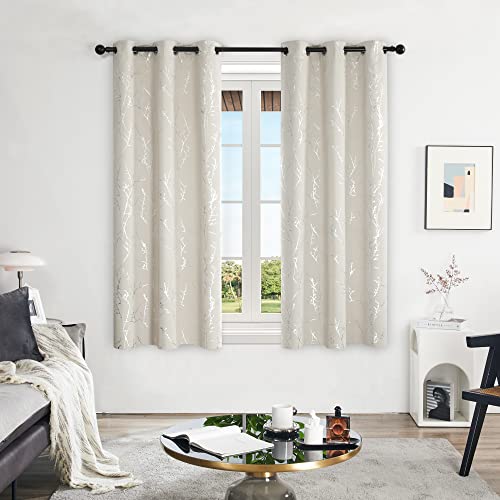 Living Room Curtains 54 Inches Long (Light Beige/Tree Branch / 42"W x 54"L (Pack of 2))