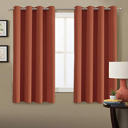 Blackout Curtain for Living Room Thermal Insulated Window Treatment Curtain 54 inch Length Energy Saving Solid Grommet Top Blackout Drape (52"W x 54"L (Pack of 1) / Orange)