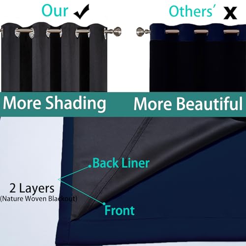 Navy Blue Blackout Curtains 96" Long for Bedroom 52" Wide 1 Panel (52"W x 96"L (Pack of 1) / Navy Blue)
