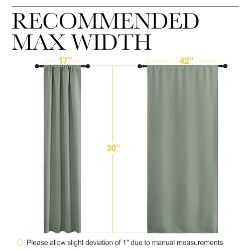 2 Panels Blackout Curtains (Greyish Green / 42"W x 30"L (Pack of 2))