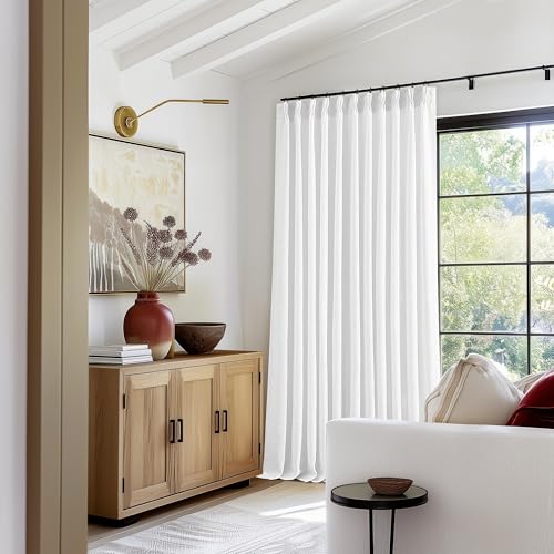 Snow White Pinch Pleat Semi Sheer Linen Curtains W70xL90 1 Panel (Snow White / 70"W x 90"L (Pack of 1))