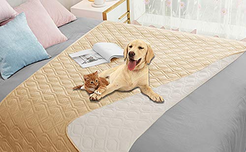 Waterproof Dog Bed Cover Pet Blanket for Furniture Bed Couch Sofa Reversible (52x82 Inch (Pack of 1) / Sand+beige)