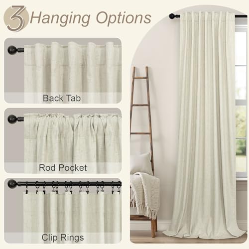 Living Room Curtains Ideas Modern Black Out Curtains for Bedroom Windows Treatments 84 Heat & Cold Blocking Drapes for Sliding Glass Door Back Tab 2 Panels Cottage Linen Textured Cream Beige (Cream Beige / 52"W x 84"L (Pack of 2))