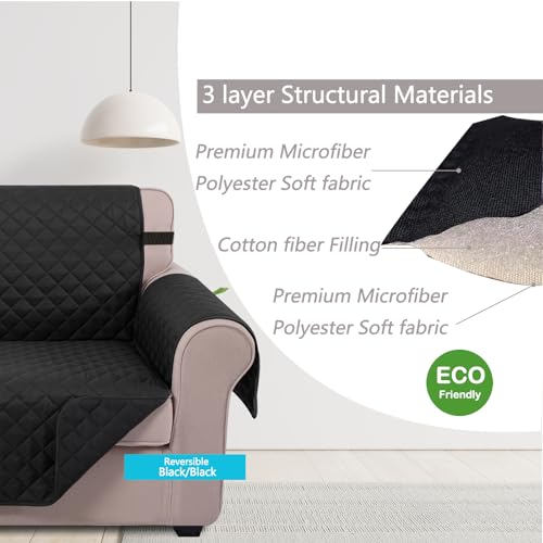 Large Sofa Cover Reversible Couch Cover for Dogs (Black/Black / 78"sofa Xl - Xl Large)