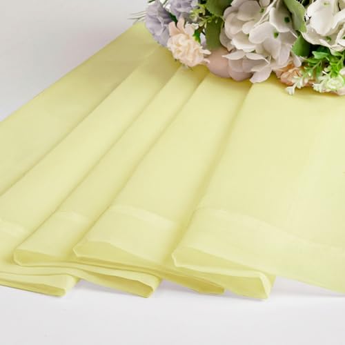 Sheer Curtains 36 inch Length 2 Panels Set (Light Yellow / 42"W x 36"L (Pack of 2))