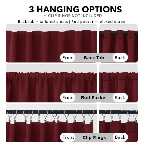 Blackout Curtains for Bedroom 108 Inches Long (Maroon Red / 70"W x 108"L (Pack of 2))