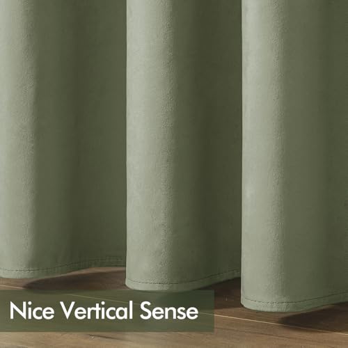 Velvet Curtains Sage Green 52 x 108 Inch Length Set of 2 (Sage Green / 52"W x 108"L (Pack of 2))