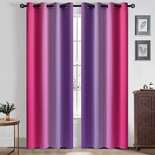 Ombre Pink and Purple Curtains for Bedroom (52"W x 84"L (Pack of 2) / Pink and Purple)