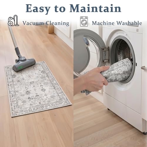 24x17 Inch Door Mat Indoor Entrance (Grey/White / 1'4" x 2' (Rectangular))