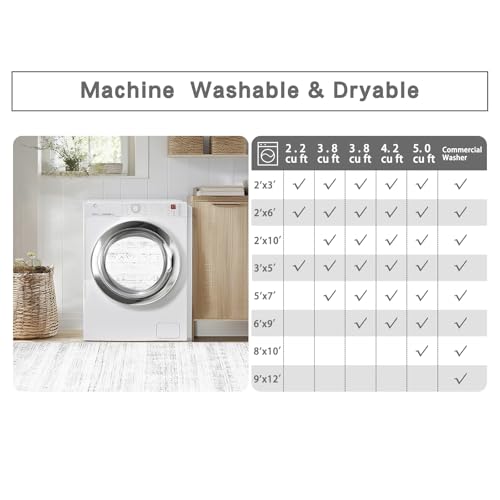 8x10 Washable Area Rugs for Living Room (8' x 10' (Rectangular) / Moroccan-gray-white)