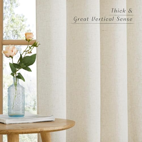 Flax Natural Linen 78 inch Curtains for Doorway (Natural / 68"W x 78"L (Pack of 2))
